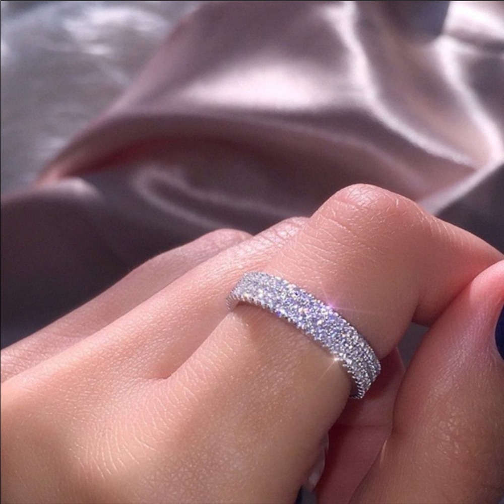 NEW 925 Silver Diamond Triple Full Eternity Ring - Picture 5 of 7